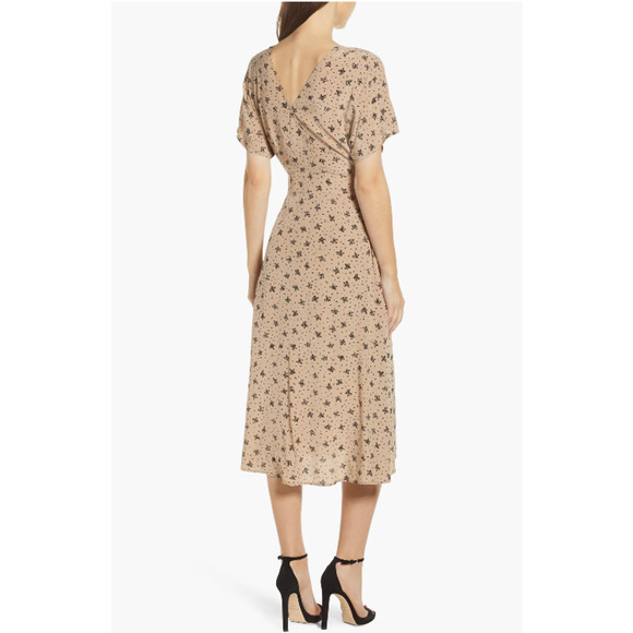 ASTR The Label Dolman Sleeve Button Down Floral Midi Dress SZ Small | Beige - Picture 3 of 15